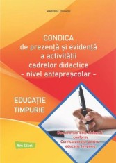 Condica de prezenta si evidenta a activitatii cadrelor didactice - Ars Libri