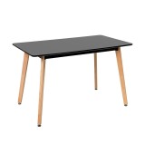 Masa de Dining Verona 120x70 cm Negru Leziter - Blat MDF, Picioare Fag, Design Modern
