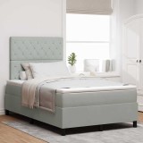 Pat box spring cu saltea, gri deschis, 120x200 cm, catifea