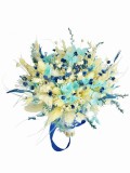 Buchet mediu personalizabil flori uscate si hortensii criogenate (Alb, Albastru), Eventissimi&reg;