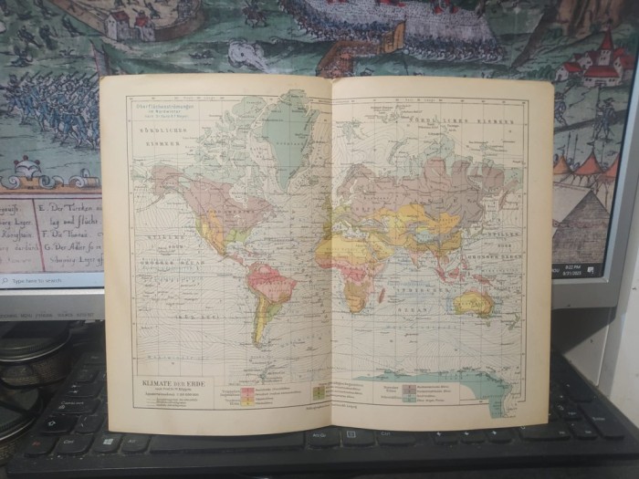 Hartă Climatele Păm&acirc;ntului, Klimate der Erde, c. 1930, Bibliographisches Institut AG Leipzig, 181
