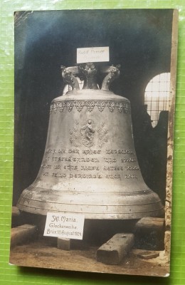 G387-Foto carte postala veche-Clopot Rudolf Perners Budweis Cehoslovacia imperiul austriac. Marimi: 14/ 9 cm. foto