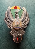Insigna parasutist militar Romania 1977 1989 RSR clasa 1 tricolor in parasuta