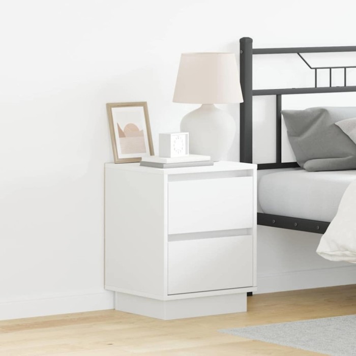 vidaXL Dulap de noapte cu sertar Alb 39 x 34.5 x 50 cm Lemn compozit