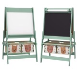 Tablă pentru copii 3 &icirc;n 1 AIYAPLAY cu 2 containere, șevalet de artă din lemn pentru copii 3-8 ani, 54x46,5x93cm, de culoare verde | Aosom Romania