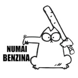 Sticker clapeta rezervor auto, culoare neagra, " Numai Benzina "