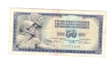 Bancnota Yugoslavia 50 dinara 1 mai 1968, seria cu 6 cifre, circulata, stare buna