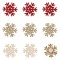 Autocolante Crăciun, Fulgi Decorativi din Lemn, Glitter, Set 9 Bucăți, Multicolor, 4x4cm