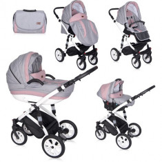 Carucior Set 3 in 1 Mia Pink &amp;amp; Grey foto