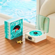 Boxă Bluetooth Retro Vinil &ndash; Sunete Relaxante, Lumini Ambientale RGB, Design Vintage Elegant