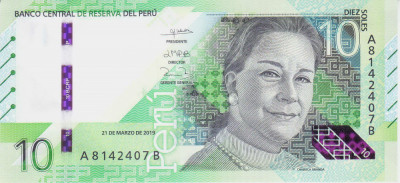 Bancnota Peru 10 Soles 2019 - PNew UNC foto