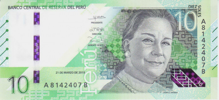 Bancnota Peru 10 Soles 2019 - PNew UNC