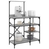 vidaXL Raft brutărie, gri sonoma, 90x40x132 cm, lemn prelucrat/metal