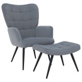 Cumpara ieftin Fotoliu cu suport pentru picioare gri negru Haben 70x78x97 cm