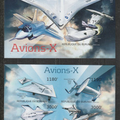 Burundi 2012 - Avioane-X S/S 1v + M/S 1v NEDANTELATE MNH