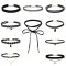 Set 10 coliere choker, Catifea, Negru