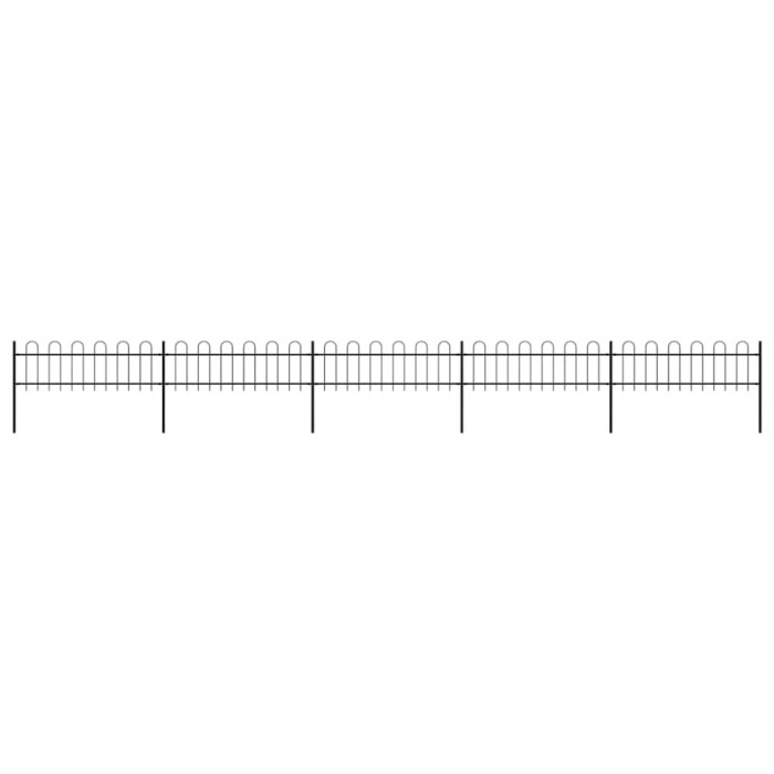 vidaXL Gard de grădină cu v&acirc;rf circular din oțel, 892,5 x 60 cm, negru