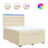 Cumpara ieftin Pat box spring cu saltea, crem, 140x200 cm, textil