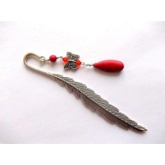 Semn de carte rosu, semn de carte cu howlite rosu 38712