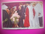HOPCT 6368 LA BISERICA NOTRE DAME DE LA CHAPELLE -1935-REGINA ASTRID-FAMILIA REGALA BELGIA-CROMO LITHO-CIOCOLATA COTE D&#039;OR, Necirculata, Printata