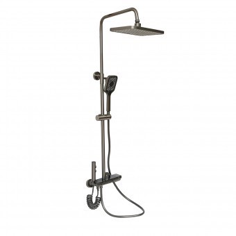 Set dus multifunctional cu termostat, afisaj digital temperatura apa, 4 functii de curgere a apei, pipa cada, dus dreptunghiular, dus de mana, dus bid foto