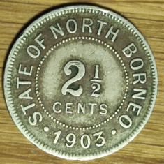 North Borneo de nord - moneda de colectie rara - 2 1/2 cent 1903 -valoare uriasa