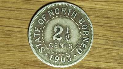 North Borneo de nord - moneda de colectie rara - 2 1/2 cent 1903 -valoare uriasa foto