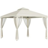 Pavilion/foisor pentru gradina/terasa, cadru metalic, cu perdele, bej, 2.95x2.95x2.63 m, ART