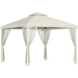 Pavilion/foisor pentru gradina/terasa, cadru metalic, cu perdele, bej, 2.95x2.95x2.63 m GartenVIP DiyLine, ART