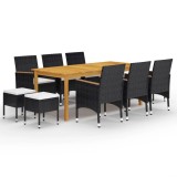 Set mobilier de gradina, 11 piese, negru