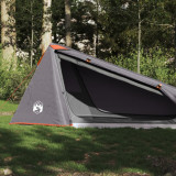 VidaXL Cort de camping tunel 1 persoane, gri/portocaliu, impermeabil