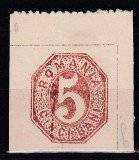 ROMANIA 1877 CP 12 MARCA FIXA PENTRU CARTE POSTALA(TAXA) 5 BANI BRUN ROSCAT/CARTON GRI