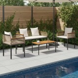 vidaXL Set de Mobilier pentru Exterior 4 pcs Bej și alb crem Ratan PE 42025228