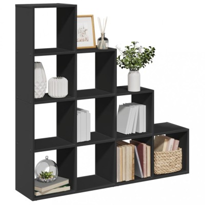 vidaXL Bibliotecă/separator 4 niveluri, negru 131,5x29x131,5 cm lemn foto