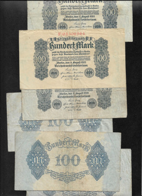 Germania 100 marci mark 1922 VG-F pret pe bucata foto