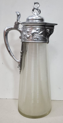 Carafa din cristal si montura din metal argintat, Germania, cca 1900 foto