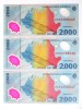 Romania lot 3 bancnote 2000 Lei 1999 UNC serii consecutive 005A,vedeti imaginile