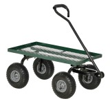 Outsunny Roabă de Grădină cu M&acirc;ner și 4 Roți Mari, Capacitate 150 kg, 94x48,5x100 cm, Verde | Aosom Romania