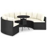 Cumpara ieftin Set mobilier de gradina cu perne, 7 piese, negru, poliratan