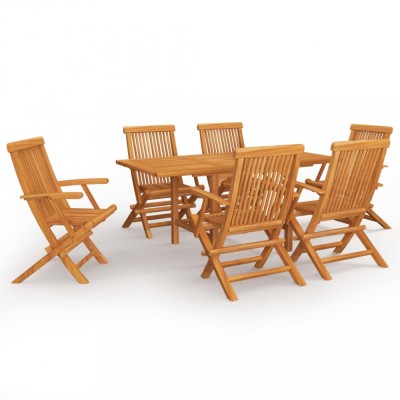 vidaXL Set mobilier grădină, 7 piese, lemn masiv de tec foto