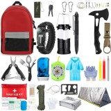 Kit supravietuire multifunctional Instrumente profesionale, Agatatoare ghiozdan, pentru Camping, Drumetii, Aventuri in aer liber, borseta inclusa, gri