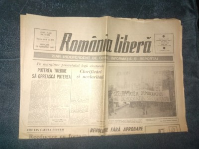 ZIARUL ROMANIA LIBERA 28 FEBRUARIE 1990 foto