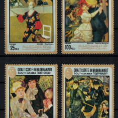 QU'AITI (YEMEN) 1967 - Picturi, Renoir /serie completa MNH