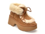 Ghete UGG maro, NEW HEIGHTS LACE UP, din piele intoarsa