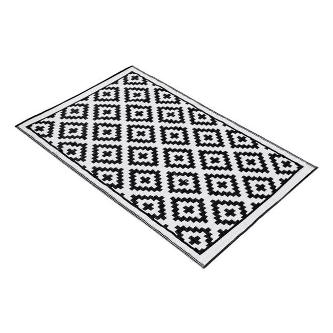 Covoras pentru Spatii Exterioare cu Doua Fete Negru Alb 180x120 cm