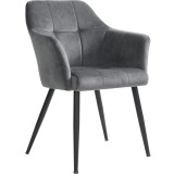 SONGMICS Scaun living tapitat din catifea cu cotiere, sarcina 110 kg, 61x60x87 cm, gri Household NewTrend