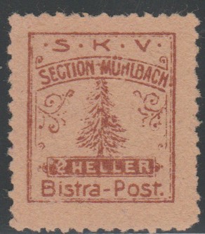 1907 Romania - Timbru 2 heller Posta Locala Bistra, SKV, varietate cu erori