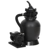 Filtru de nisip pentru piscina cu supapa cu 6 cai, negru GartenMobel Dekor, vidaXL