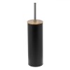 Perie WC Metalica Neagra cu Bambus, Baza Dreapta, 39cm - Suport Toaleta Elegant si Durabil