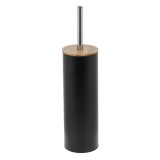 Perie WC, Metalică, Bază Dreaptă, Culoare Negru, Detaliu Bambus, &Icirc;nălțime 39 cm, Oem